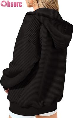 Sudadera con capucha de gran tamaño con patrón personalizado para mujer, estampado de letras bordadas en 3D, suéter de punto, manga raglán informal holgada con capucha