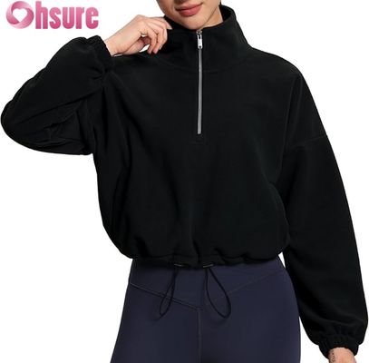 Camiseta de sudadera de manga larga con cremallera con hombro elástico para comodidad
