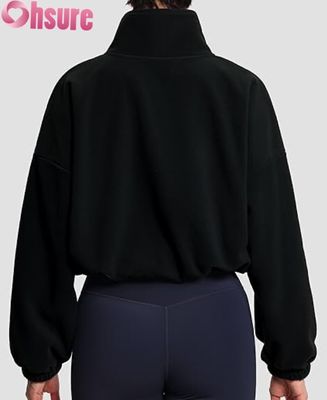 Camiseta de sudadera de manga larga con cremallera con hombro elástico para comodidad