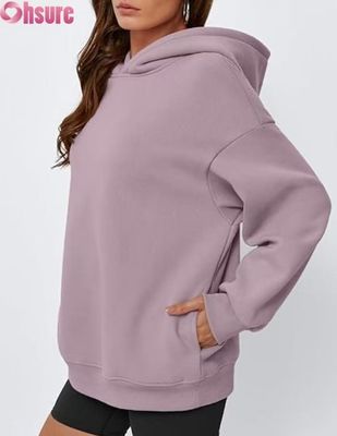 Mujeres con sudadera de color sólido con bolsillo. Vestidos cálidos de invierno. OEM ODM disponible.
