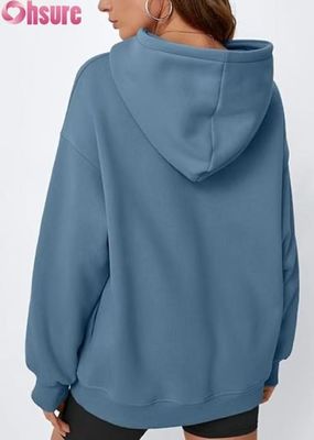 Mujeres con sudadera de color sólido con bolsillo. Vestidos cálidos de invierno. OEM ODM disponible.