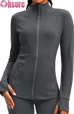 Logotipo personalizado chaqueta deportiva femenina con zip para entrenamiento con capucha ligera chaqueta deportiva para mujeres