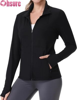 Chaquetas de correr para mujeres, chaqueta de entrenamiento con cremallera completa chaqueta deportiva de gimnasio atlético con bolsillos de cremallera