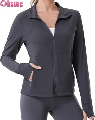 Chaquetas de correr para mujeres, chaqueta de entrenamiento con cremallera completa chaqueta deportiva de gimnasio atlético con bolsillos de cremallera