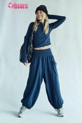 Top de manga larga deportivo para mujer, con agujero para el pulgar, ajustado, ligero, transpirable, para correr, ropa deportiva, color liso, conjunto de top corto y jogger