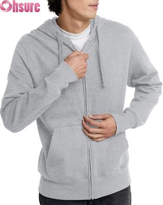 Logotipo personalizado de alta calidad con capucha para hombres con sudor con pantalón de deporte Conjunto gris con patrón sólido Bolsillos de algodón estilo sencillo