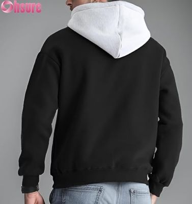 Sudadera con capucha y manga larga para hombre, informal, con bolsillo delantero y diseño de capucha en color contrastante