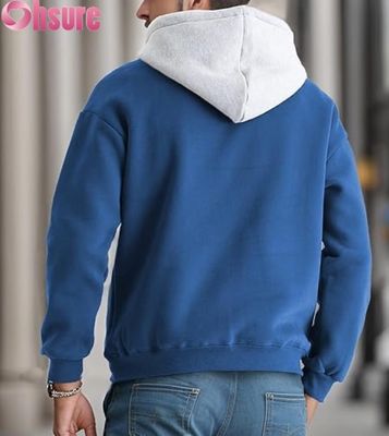 Sudadera con capucha y manga larga para hombre, informal, con bolsillo delantero y diseño de capucha en color contrastante