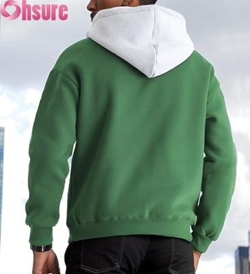 Sudadera con capucha y manga larga para hombre, informal, con bolsillo delantero y diseño de capucha en color contrastante
