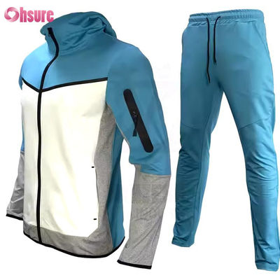 Conjuntos deportivos de 2 piezas de ropa de entrenamiento personalizada, conjunto de dos piezas con cremallera para correr en el gimnasio para hombre