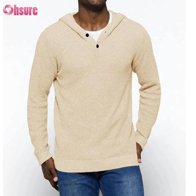 Diseño de artículos deportivos al por mayor, súper moderno, de alta calidad, tops, suave tejido de punto, lana, cachemir, sudadera con capucha con botones para hombre, forrada con malla