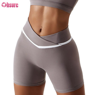 Pantalones cortos de yoga de cintura alta para mujer, color caramelo, de secado rápido, nude, para correr, gimnasio, fitness, deportes y entrenamientos