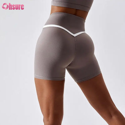 Pantalones cortos de yoga de cintura alta para mujer, color caramelo, de secado rápido, nude, para correr, gimnasio, fitness, deportes y entrenamientos