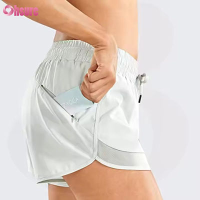 Calzoncillos de yoga y running de cintura alta para mujeres Calzoncillos deportivos secos rápidos con cremallera de bolsillo delgado de estilo casual