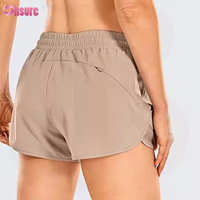 Calzoncillos de yoga y running de cintura alta para mujeres Calzoncillos deportivos secos rápidos con cremallera de bolsillo delgado de estilo casual