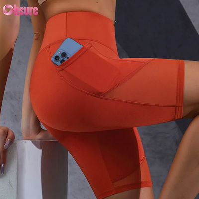Impresión de logotipo personalizado de venta caliente de bolsillo de malla de costura cintura alta glúteos levantamiento adelgazamiento calzoncillos de yoga leggings al por mayor