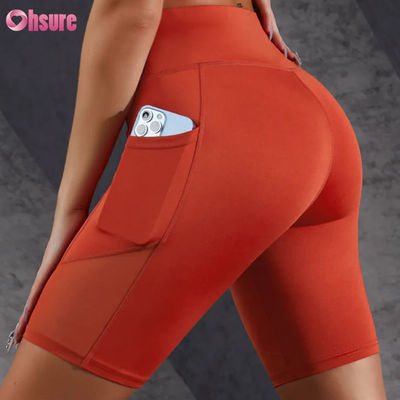 Impresión de logotipo personalizado de venta caliente de bolsillo de malla de costura cintura alta glúteos levantamiento adelgazamiento calzoncillos de yoga leggings al por mayor