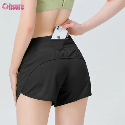 Moda de alta calidad Mujeres Peluquería activa Peluquería deportiva Mujeres Peluquería para correr Peluquería de nylon Spandex Gimnasio Peluquería de sudor con bolsillos