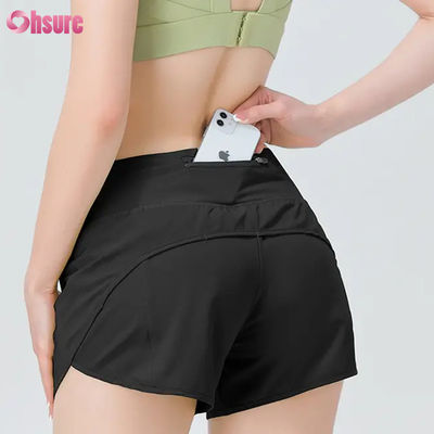 Moda de alta calidad Mujeres Peluquería activa Peluquería deportiva Mujeres Peluquería para correr Peluquería de nylon Spandex Gimnasio Peluquería de sudor con bolsillos
