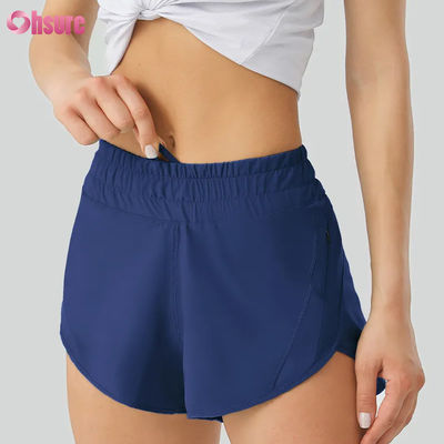 Calzoncillos de yoga para mujeres con pantalones de entrenamiento de poliéster seco rápido y altamente transpirable con bolsillos de cintura elásticos para deportes y carreras