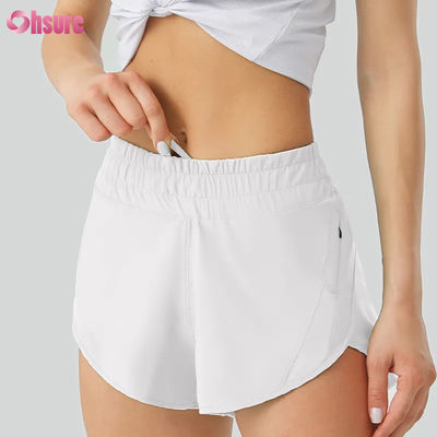 Calzoncillos de yoga para mujeres con pantalones de entrenamiento de poliéster seco rápido y altamente transpirable con bolsillos de cintura elásticos para deportes y carreras