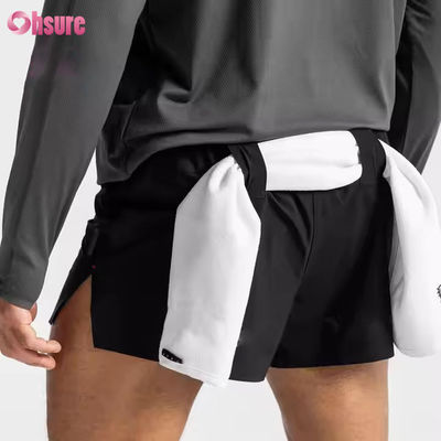 Bolsillos de cremallera personalizados cintura elástica deportes activos de ropa masculina Jacquard impresión entrenamiento corriendo calzoncillos de gimnasio