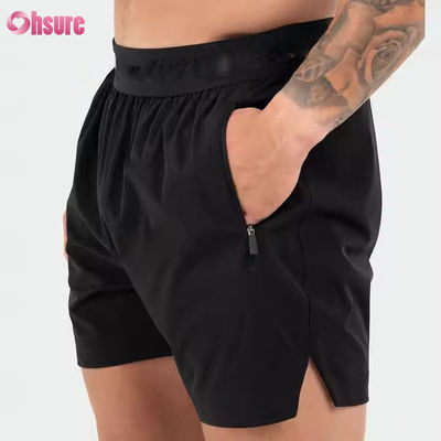 Logotipo personalizado en cinturón Poliéster Bolsillos Split Hem Pour Hombres Deportes Activos Hombres Entrenamiento Gimnasio Calzoncillos Atléticos Para Hombres
