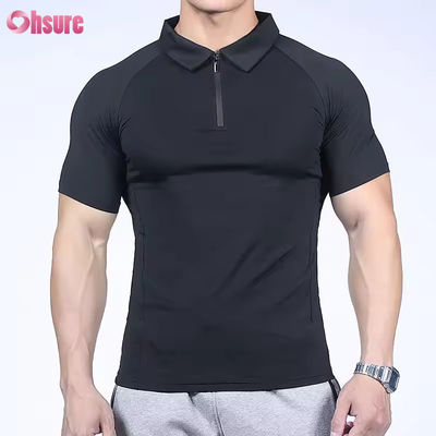 Camiseta deportiva de tela de seda helada de secado rápido y alta calidad, transpirable, para gimnasio de verano, ajuste muscular Dri, camiseta tipo polo para hombre