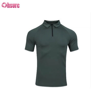 Camiseta deportiva de tela de seda helada de secado rápido y alta calidad, transpirable, para gimnasio de verano, ajuste muscular Dri, camiseta tipo polo para hombre