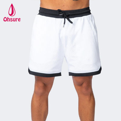 Pantalones cortos de gimnasio de malla transpirable para hombre de color sólido OEM, ropa de entrenamiento de verano, pantalones cortos de gimnasio de secado rápido para hombre, ropa deportiva, nuevos pantalones cortos