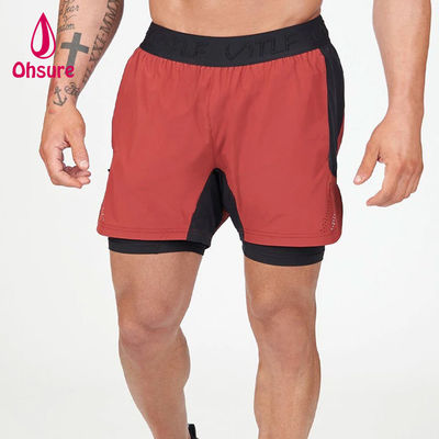 OEM Logotipo personalizado Color sólido Hombres Verano Respiratorio Correa de tira cintura 2 en 1 calzoncillos deportivos