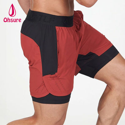 OEM Logotipo personalizado Color sólido Hombres Verano Respiratorio Correa de tira cintura 2 en 1 calzoncillos deportivos