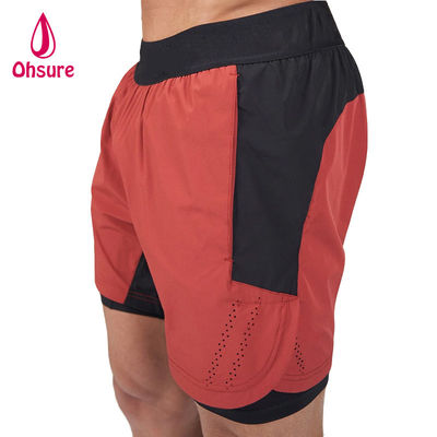 OEM Logotipo personalizado Color sólido Hombres Verano Respiratorio Correa de tira cintura 2 en 1 calzoncillos deportivos