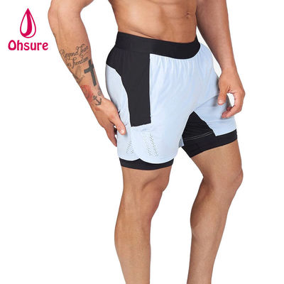 OEM Logotipo personalizado Color sólido Hombres Verano Respiratorio Correa de tira cintura 2 en 1 calzoncillos deportivos