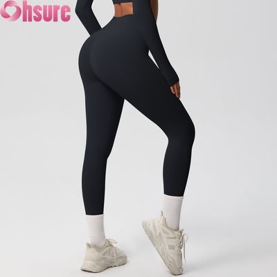 Mallas de yoga de cintura alta con realce de glúteos, cintura elástica, leggings de fitness para ciclismo al aire libre, a prueba de sentadillas, pantalón nude, piel