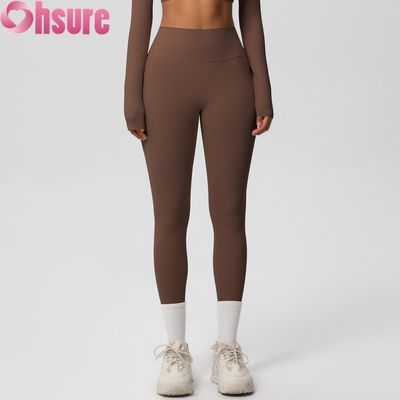 Mallas de yoga de cintura alta con realce de glúteos, cintura elástica, leggings de fitness para ciclismo al aire libre, a prueba de sentadillas, pantalón nude, piel
