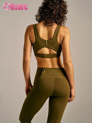 Mallas de cintura alta para gimnasio, estilo deportivo, que absorben la humedad, para yoga, con bolsillos en ambos lados, lisas para mujer, pantalones OEM, ropa de yoga
