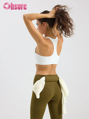 Mallas de cintura alta para gimnasio, estilo deportivo, que absorben la humedad, para yoga, con bolsillos en ambos lados, lisas para mujer, pantalones OEM, ropa de yoga