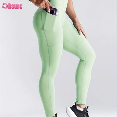 Mallas deportivas de cintura alta de secado rápido para fitness, leggings de yoga con realce de glúteos, mallas con bolsillo lateral para mujer