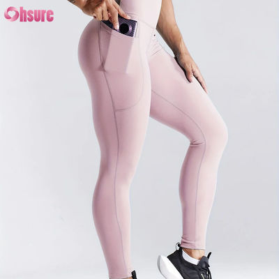 Mallas deportivas de cintura alta de secado rápido para fitness, leggings de yoga con realce de glúteos, mallas con bolsillo lateral para mujer