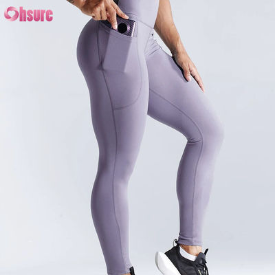 Mallas deportivas de cintura alta de secado rápido para fitness, leggings de yoga con realce de glúteos, mallas con bolsillo lateral para mujer