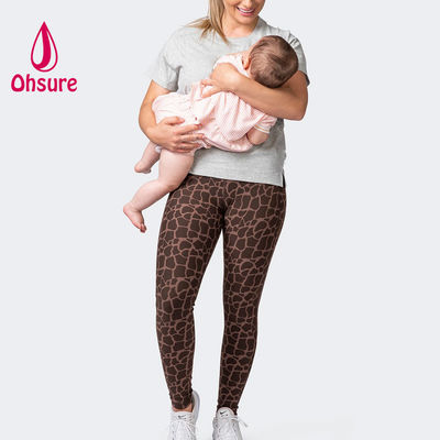 OEM 100% algodón camiseta de gran tamaño Mujeres Manga corta con cremallera Ropa de maternidad de lactancia