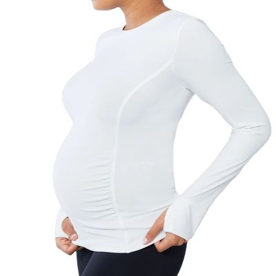 Nueva camiseta de lactancia y embarazo de manga larga para mujer, informal, de punto, ropa de maternidad