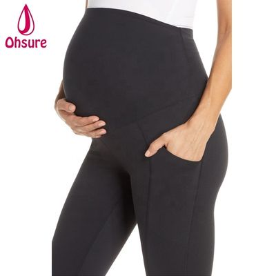 Camisetas activas para embarazos cómodas Mujeres súper suaves Calzoncillos de yoga de acondicionamiento físico con calzoncillos de bolsillo para maternidad