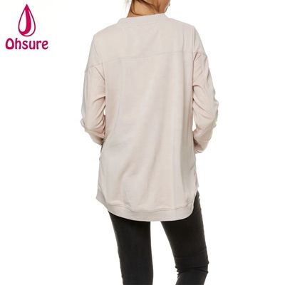 Ropa de invierno para embarazadas y embarazadas de talla más grande Ropa de amamantamiento de lana blanda Hoodie de enfermería con cremallera lateral Sudadera de maternidad Mujeres