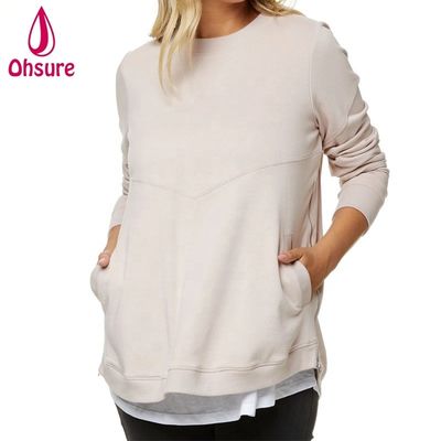 Ropa de invierno para embarazadas y embarazadas de talla más grande Ropa de amamantamiento de lana blanda Hoodie de enfermería con cremallera lateral Sudadera de maternidad Mujeres