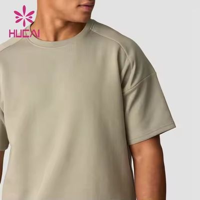 Camiseta de algodón 100% gris personalizada de peso pesado de gran tamaño camiseta de entrenamiento para correr camiseta de gimnasio para hombres