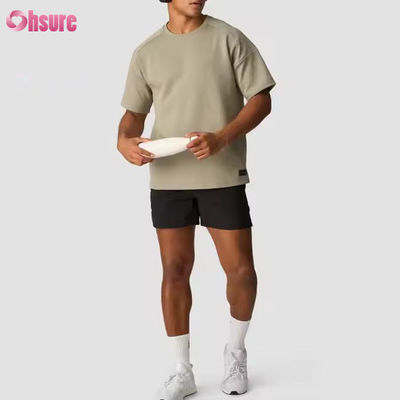 Camiseta de algodón 100% gris personalizada de peso pesado de gran tamaño camiseta de entrenamiento para correr camiseta de gimnasio para hombres