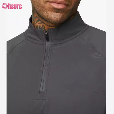 Entrenamiento personalizado Deportes activos Usar Slim Fit 1/4 Cuarto Zip Jogging Track Top Men Compresión Gimnasio Camisa de manga larga