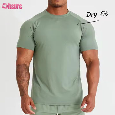Poliéster Spandex a medida Manga corta Peso ligero Respirable malla muscular culturismo masculino gimnasio Seca rápida camiseta